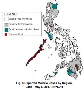 mapa de casos de malaria en filipinas