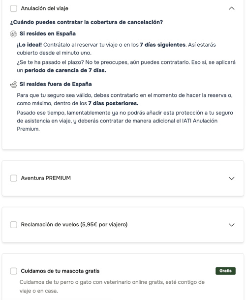 Complementos de los seguros IATI