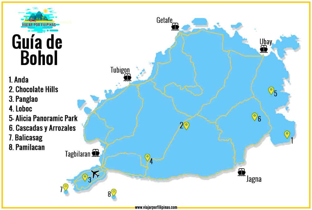 Mapa de Bohol Isla
