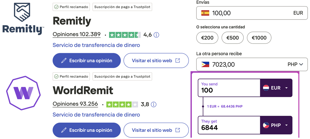 diferencia entre Remitly y Worldremit